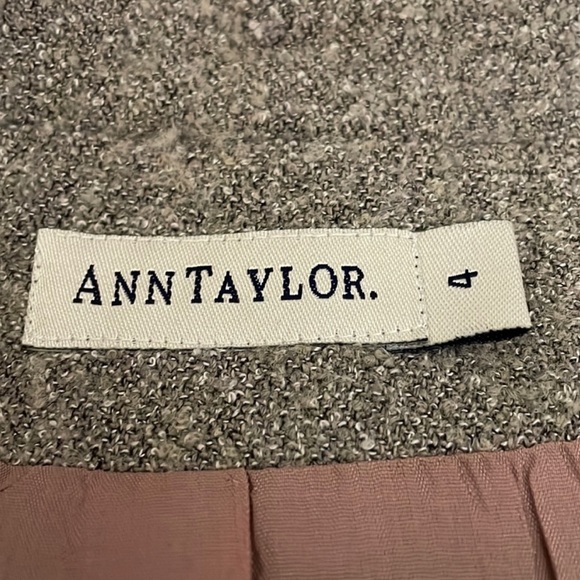 ANN TAYLOR Blazer Jacket Outerwear Size 4 Vintage 90 Tan Tweed Wool Blend Career - Picture 2 of 3